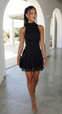 Colette Polka Dot High Neck Mini Dress Black