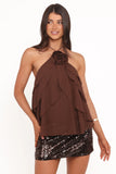 Zorina Halter Neck Chiffon Top Brown
