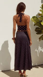 Melody Flounce Midi Skirt Black White Polka