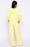 Causing Commotion Terry Wide Leg Sweatpants Lemon