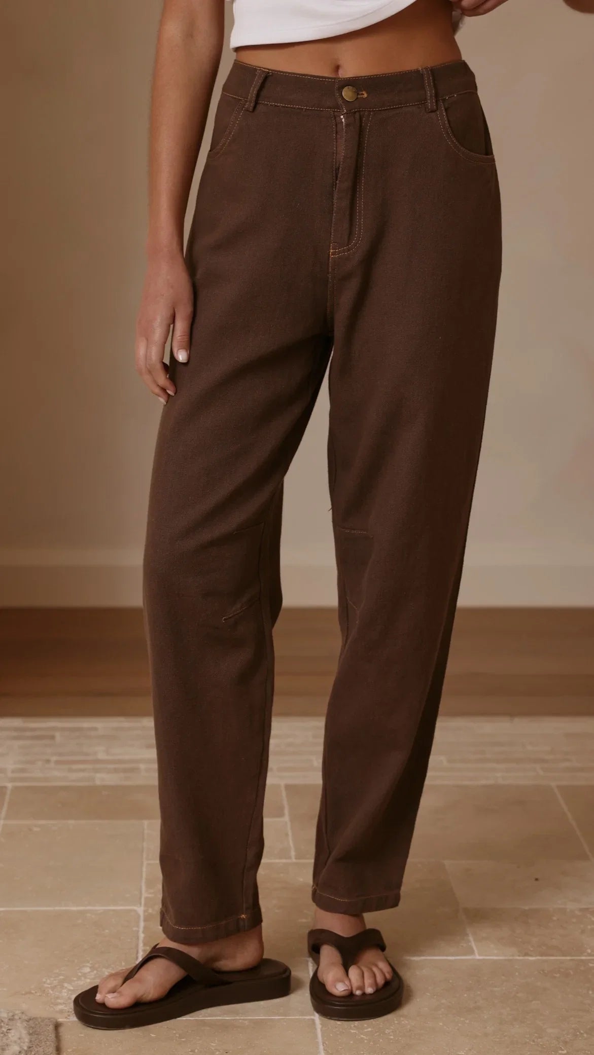 Cleora Barrel Jeans Chocolate