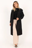 Trina Button Front Trench Coat Black