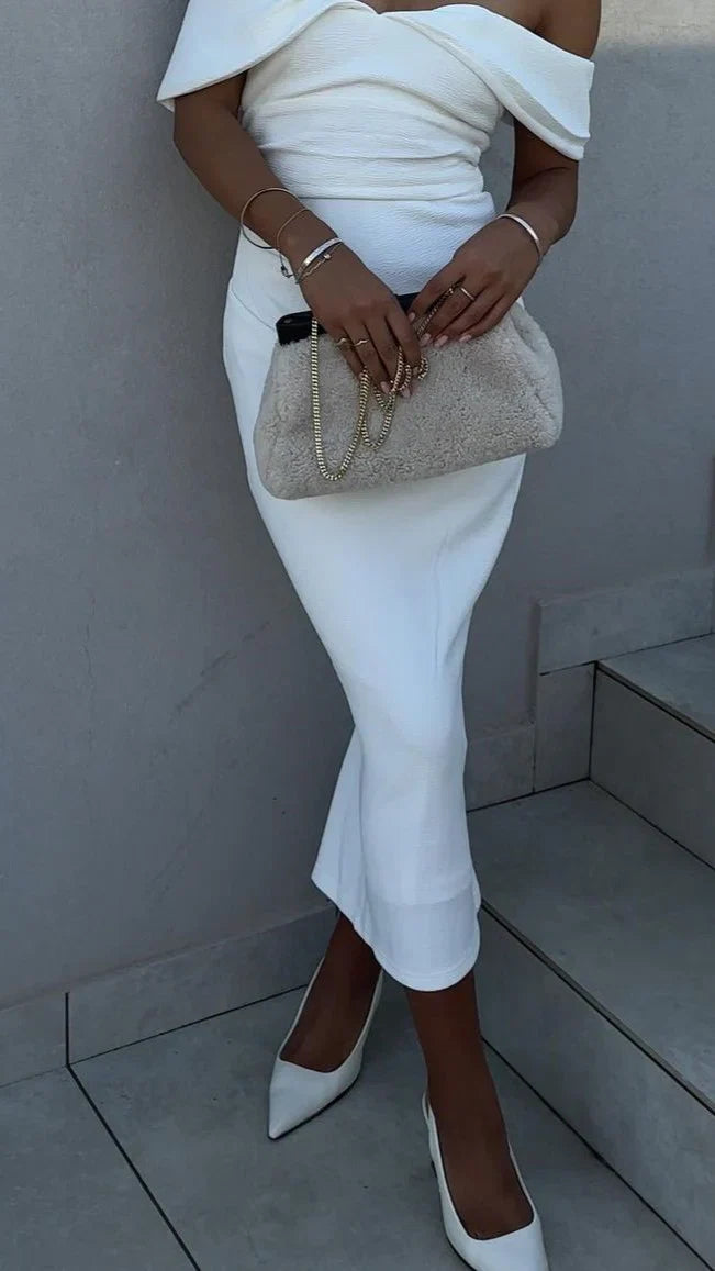 Holly Midi Dress White