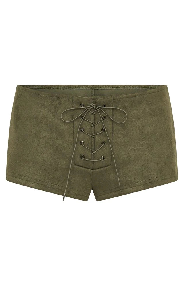 Dont Speak Faux Suede Shorts Cactus