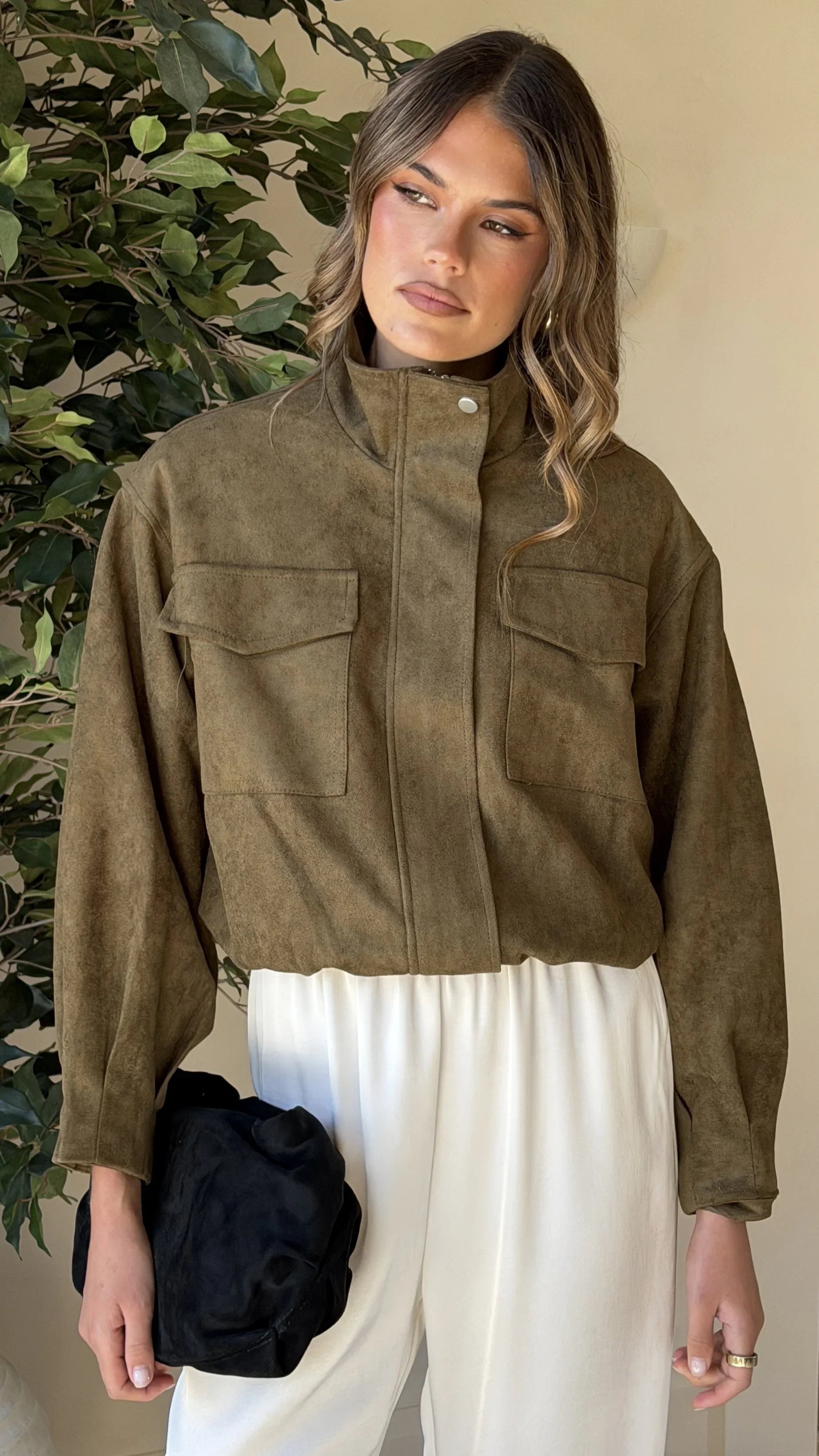 Josh Funnel Neck Jacket Khaki