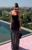 VIP Access Maxi Dress Black White Polka Dot