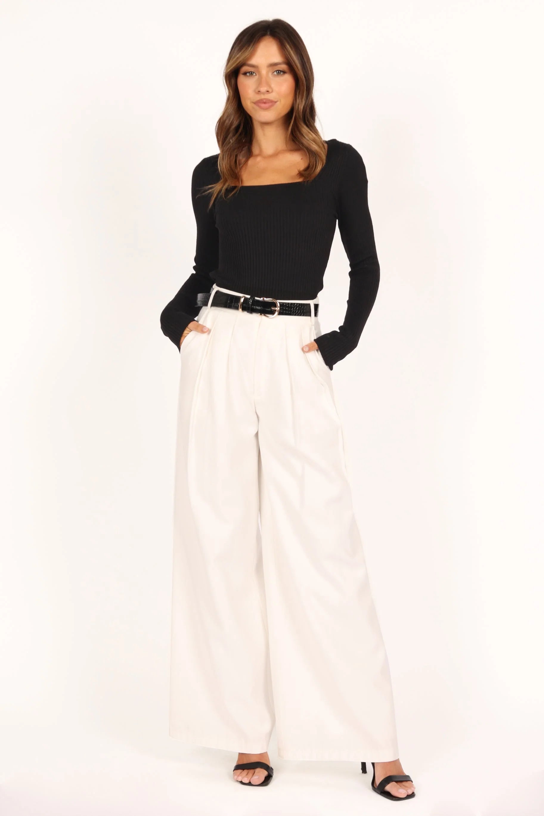 Shani Ribbed Knit Top Black