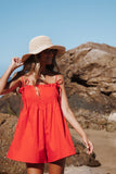 Liora Pleated Romper Red