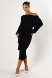 Prancer Off Shoulder Midi Dress Black