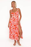 Elodie Midi Dress Red Floral