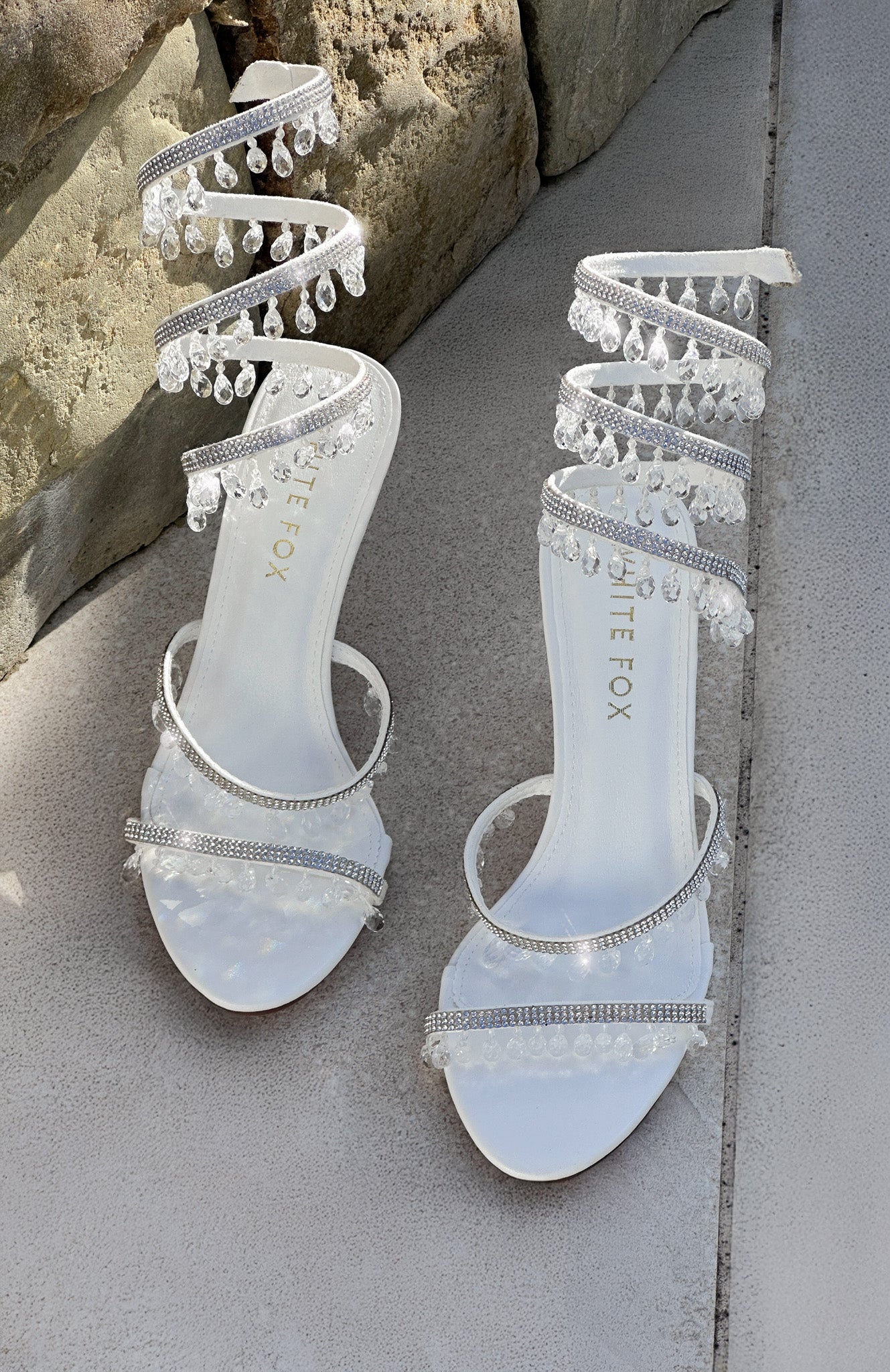 Soliel Wrap Heels White Clear