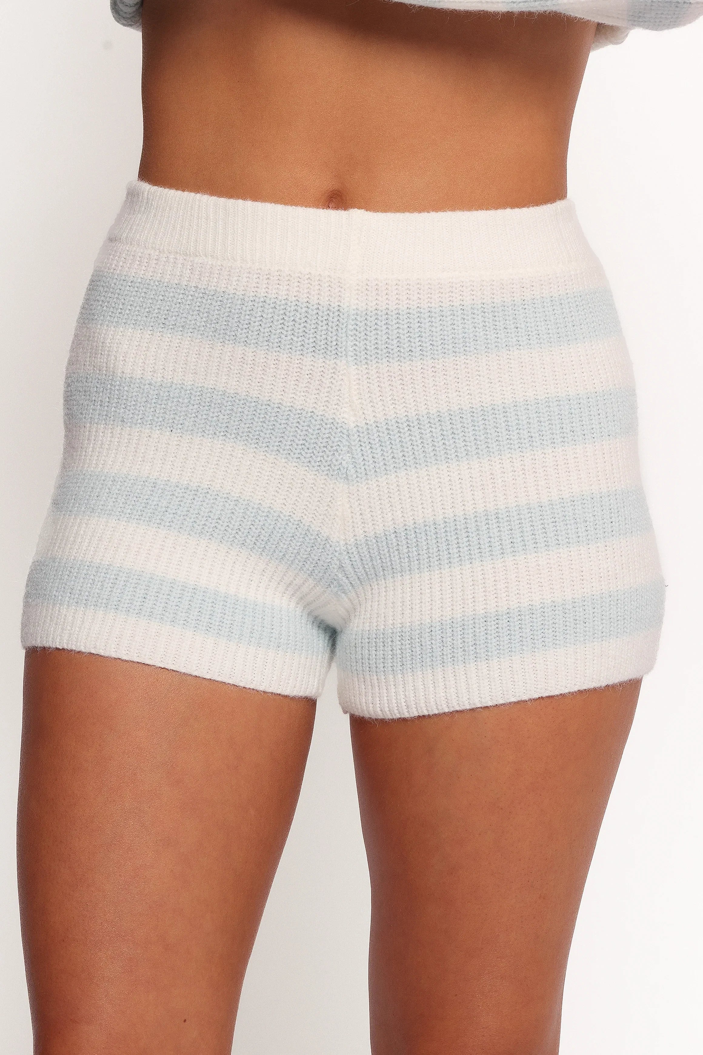 Ciaran Knitted Short Set Cream Blue