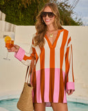 Easy Holiday Striped Colorblock Mini Dress