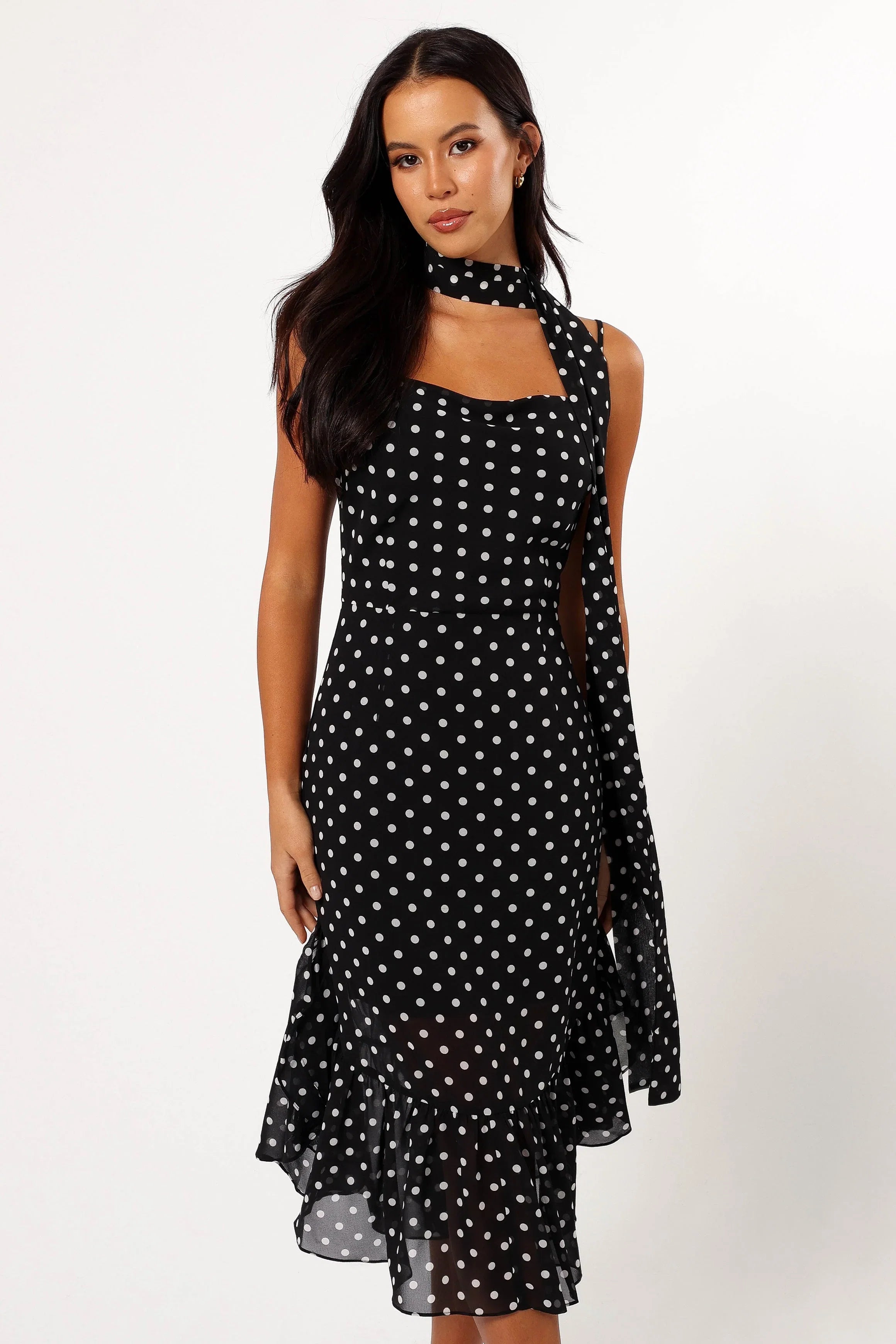 Francesca Midi Dress Black Polka Dot