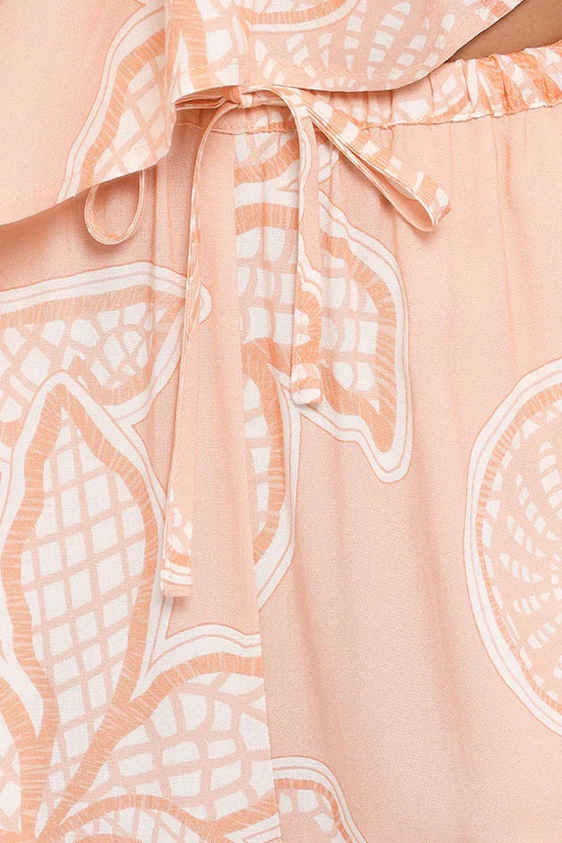 Lira Tie Waist Pant Peach Floral