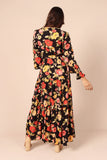 Ruana Maxi Dress Black Floral