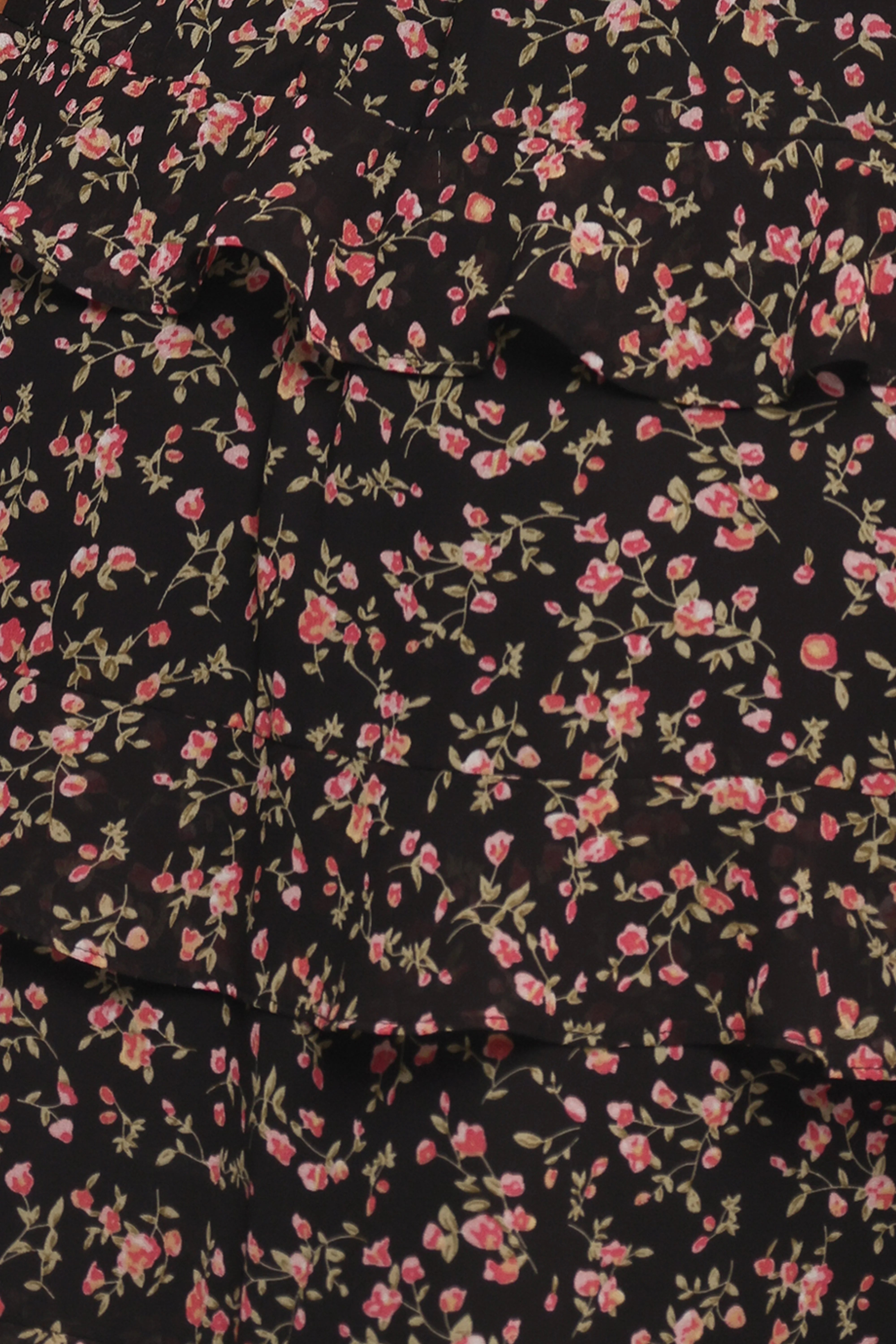 Wendi Ruffle Dress Black Floral