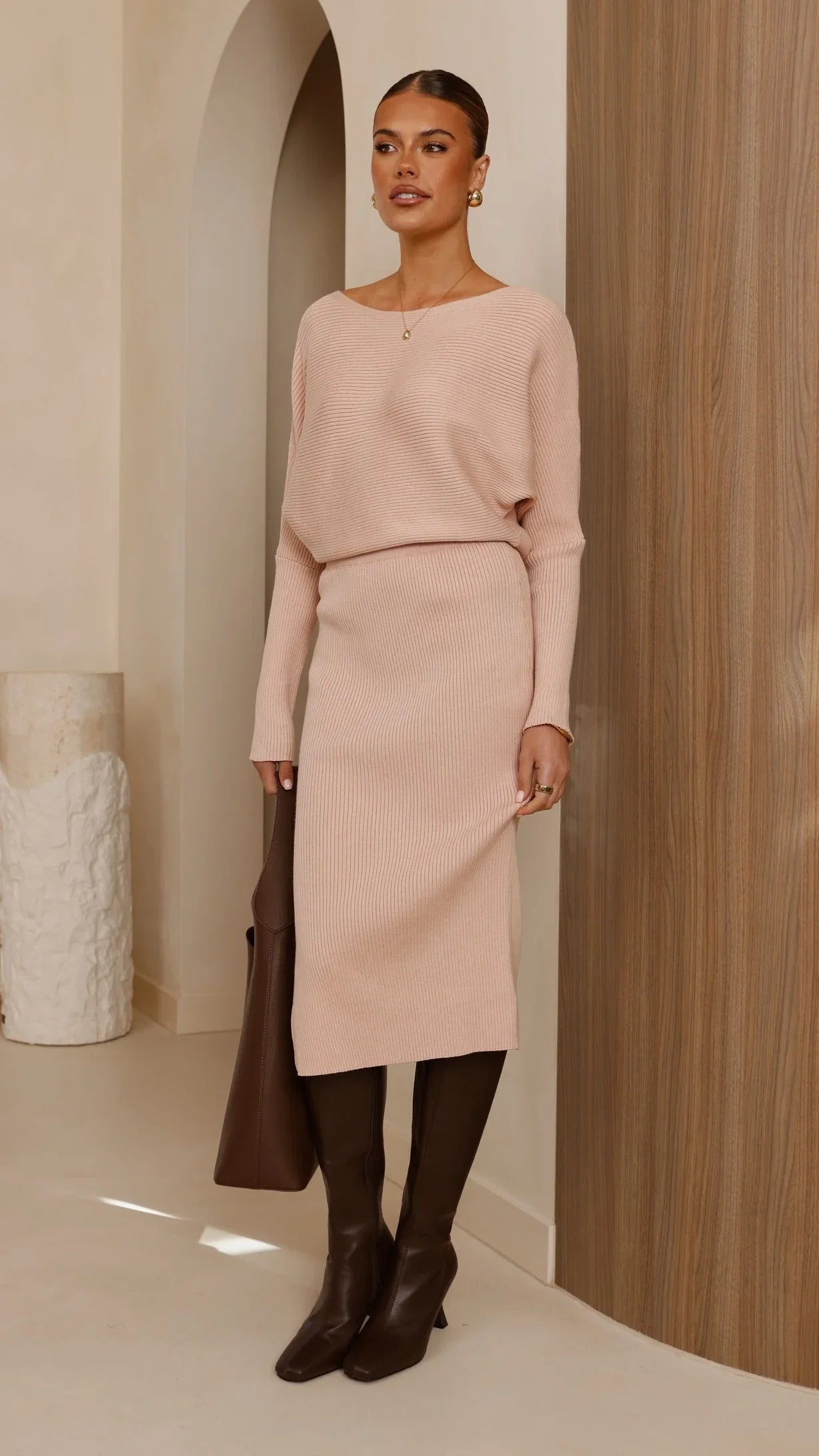 Iluka Knit Midi Skirt Camel
