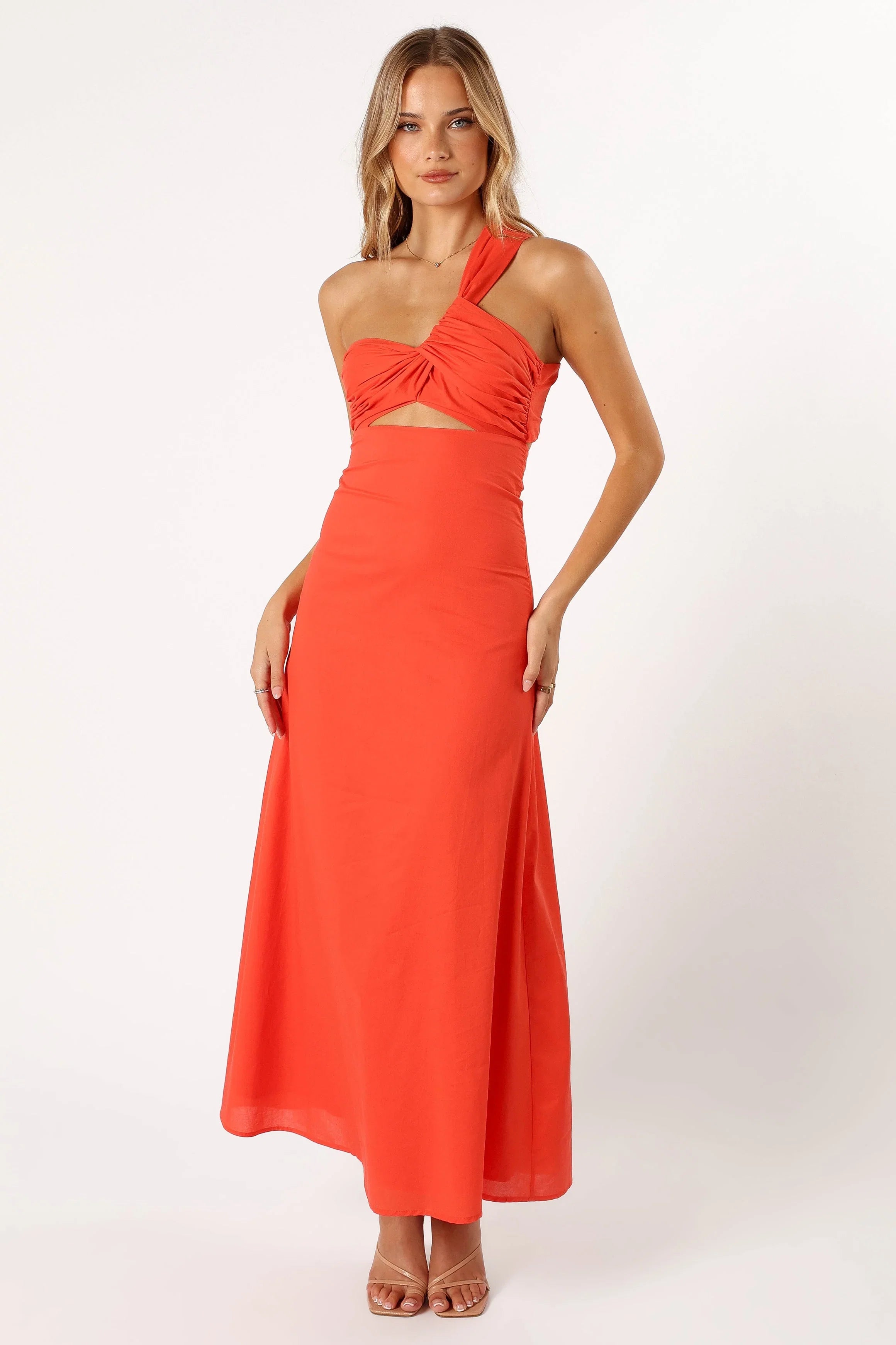 Luna One Shoulder Maxi Dress Tangerine