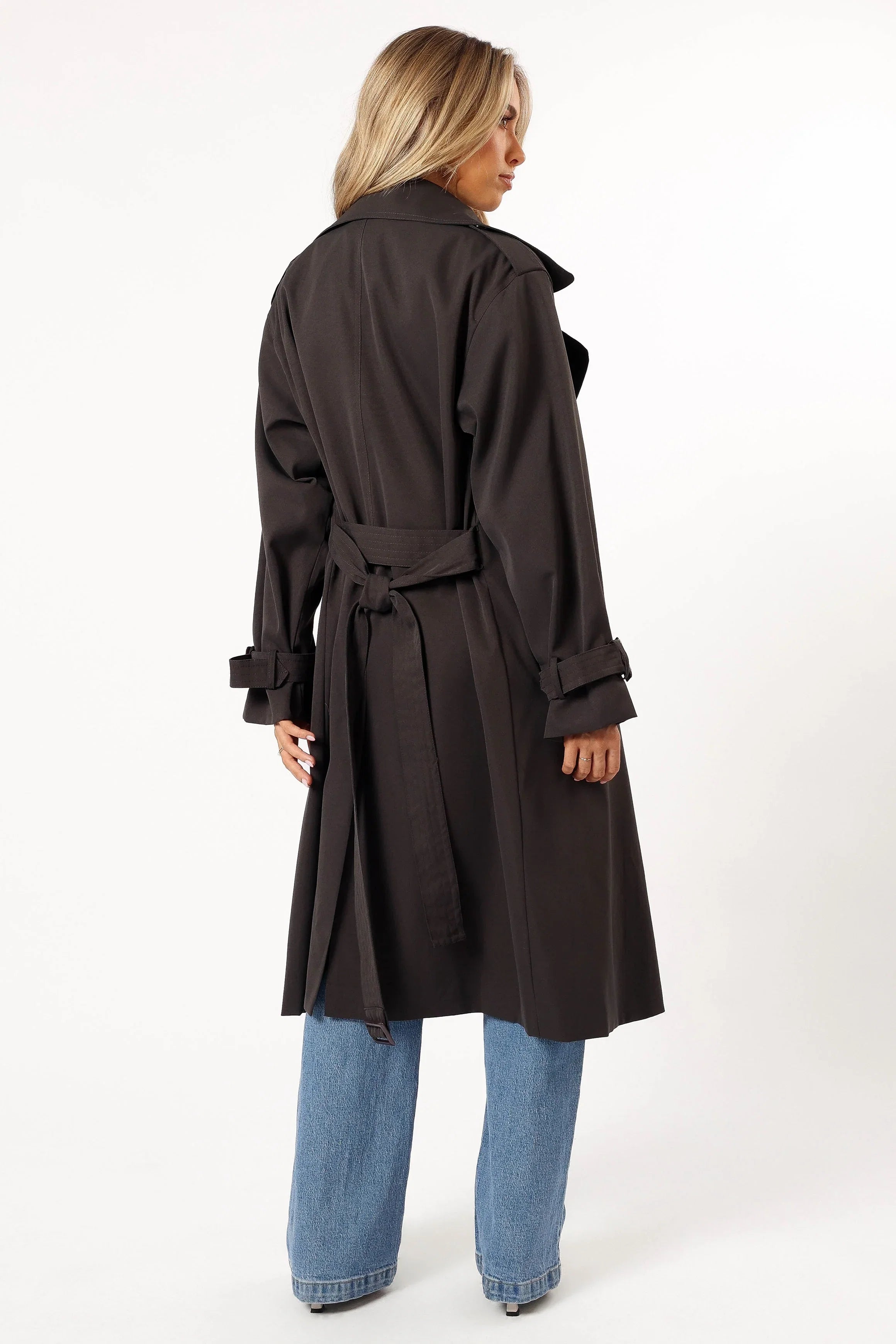 Billy Button Front Trench Coat Charcoal