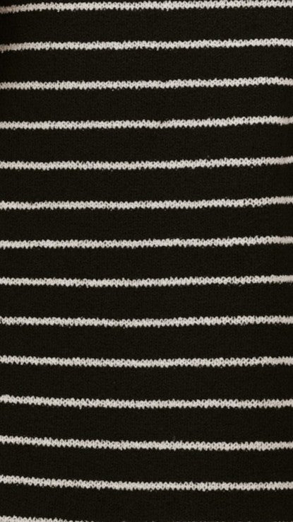 Robin Off Shoulder Mini Dress Black White Stripe