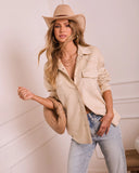 Airelle Faux Suede Button Down Top
