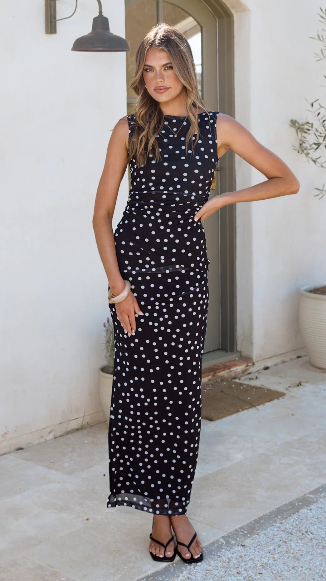 Janika Maxi Skirt Black White Polka Dot
