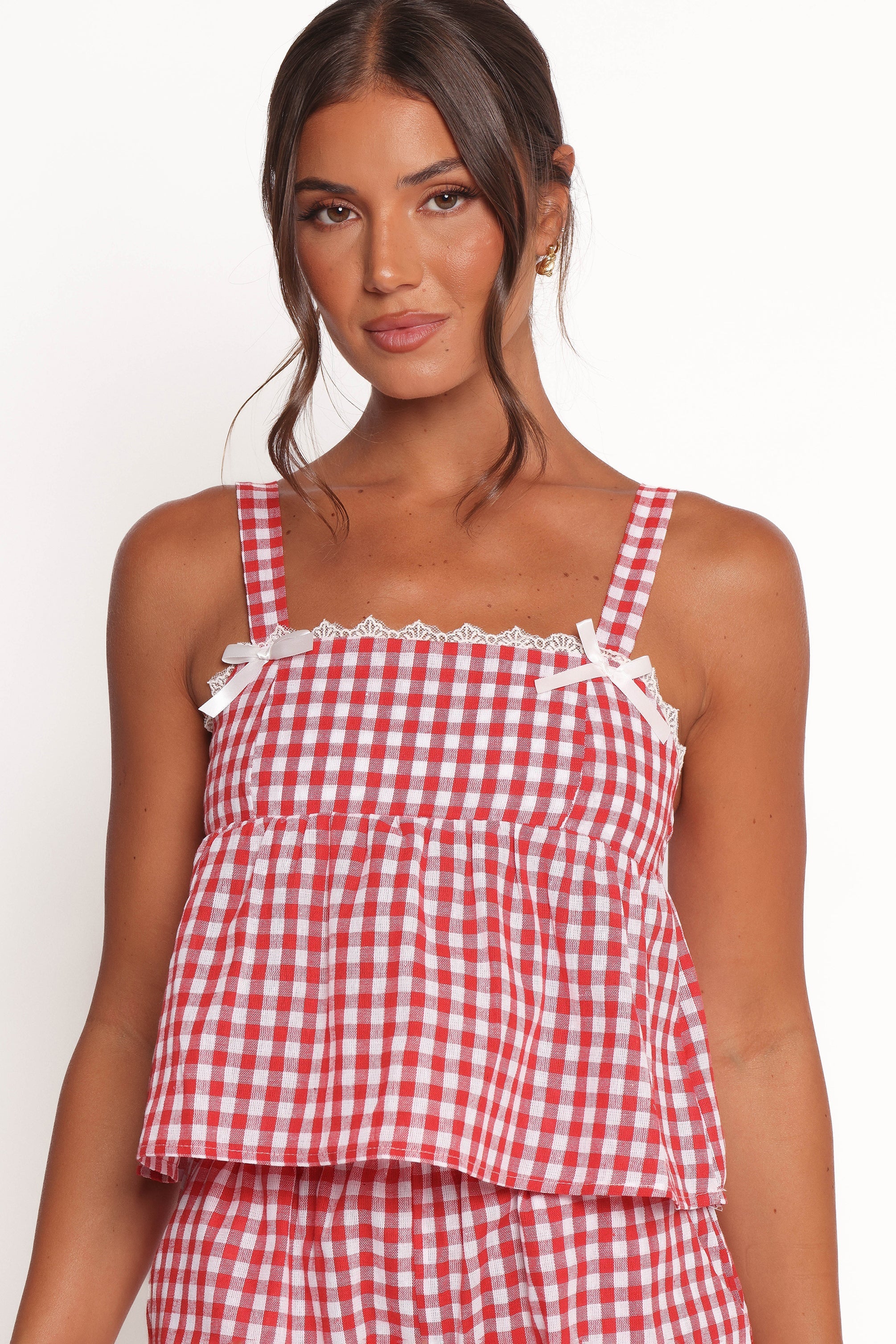 Isidore Gingham Short Set Red
