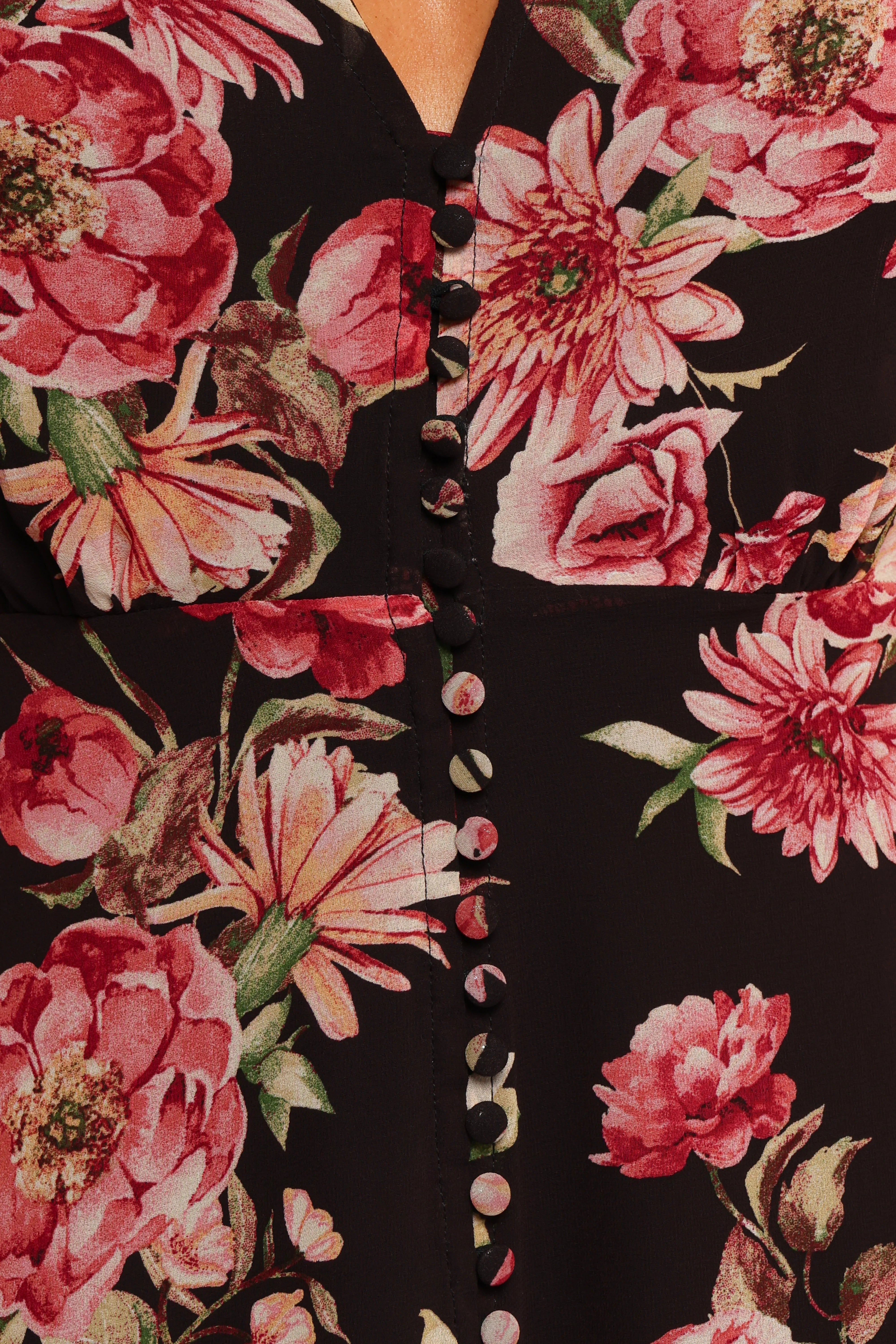 Logen Floral Midi Dress Black Floral