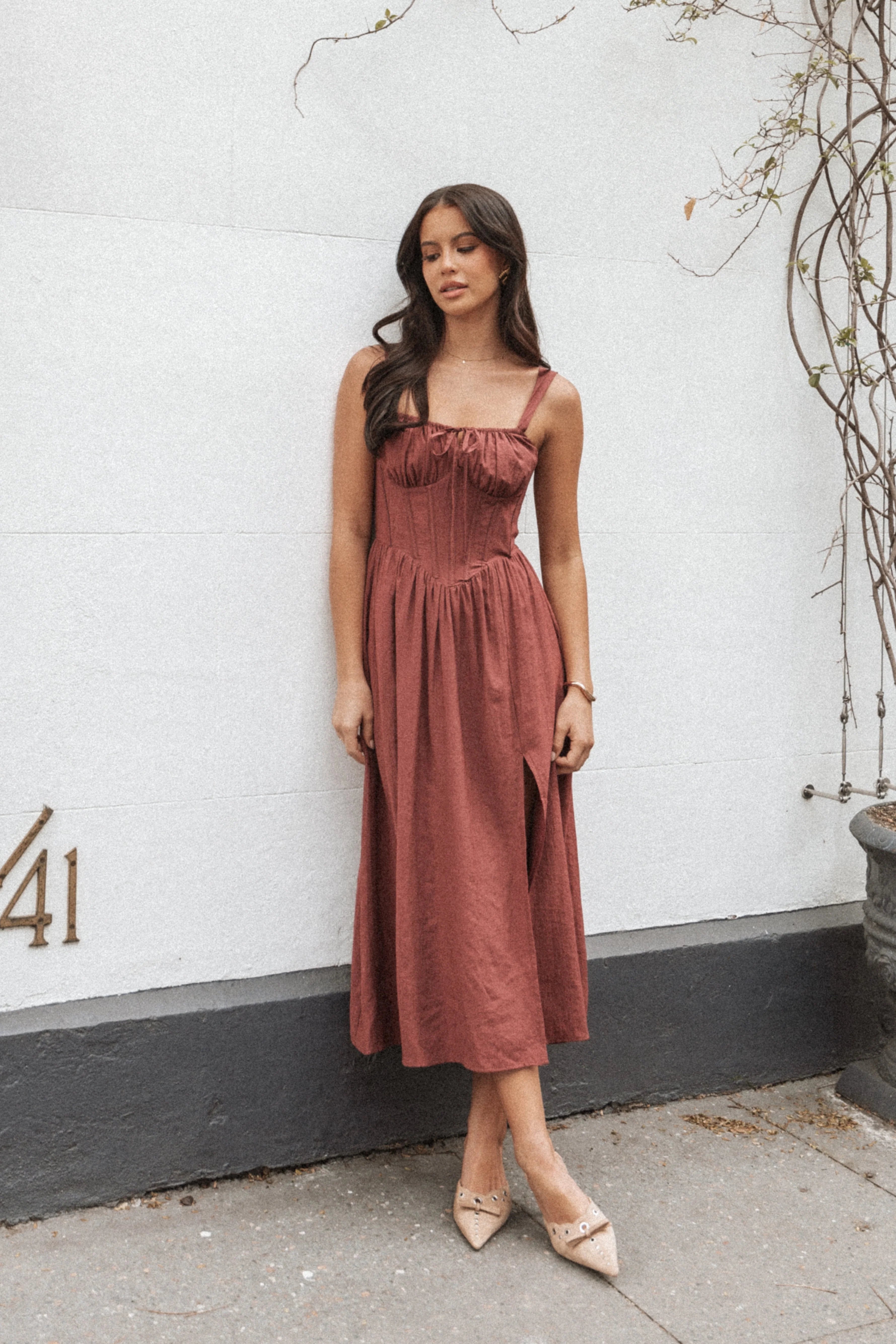 Sofie Midi Dress Brick