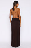 Shes Got That Look Halter Neck Maxi Dress Dark Chocolate