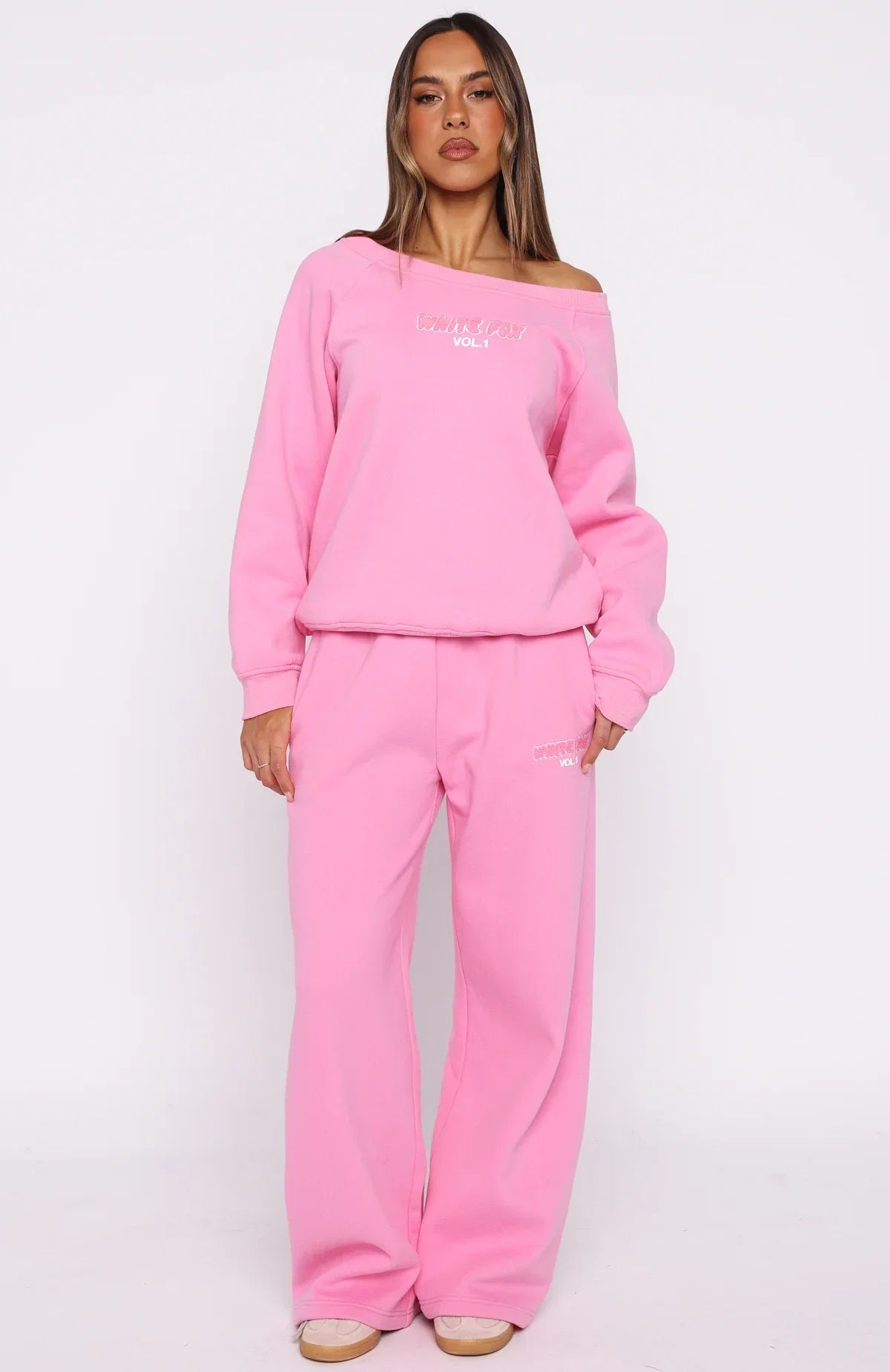 Vol 1 Off Shoulder Sweater Bubblegum