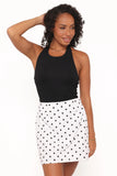 Luna Mini Skirt White Polka Dot