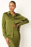 Narissa Satin Shirt Palm Green