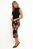 Reeva Knit Skirt Black Floral