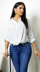 Drift Twist Stripe Shirt Chambray Blue