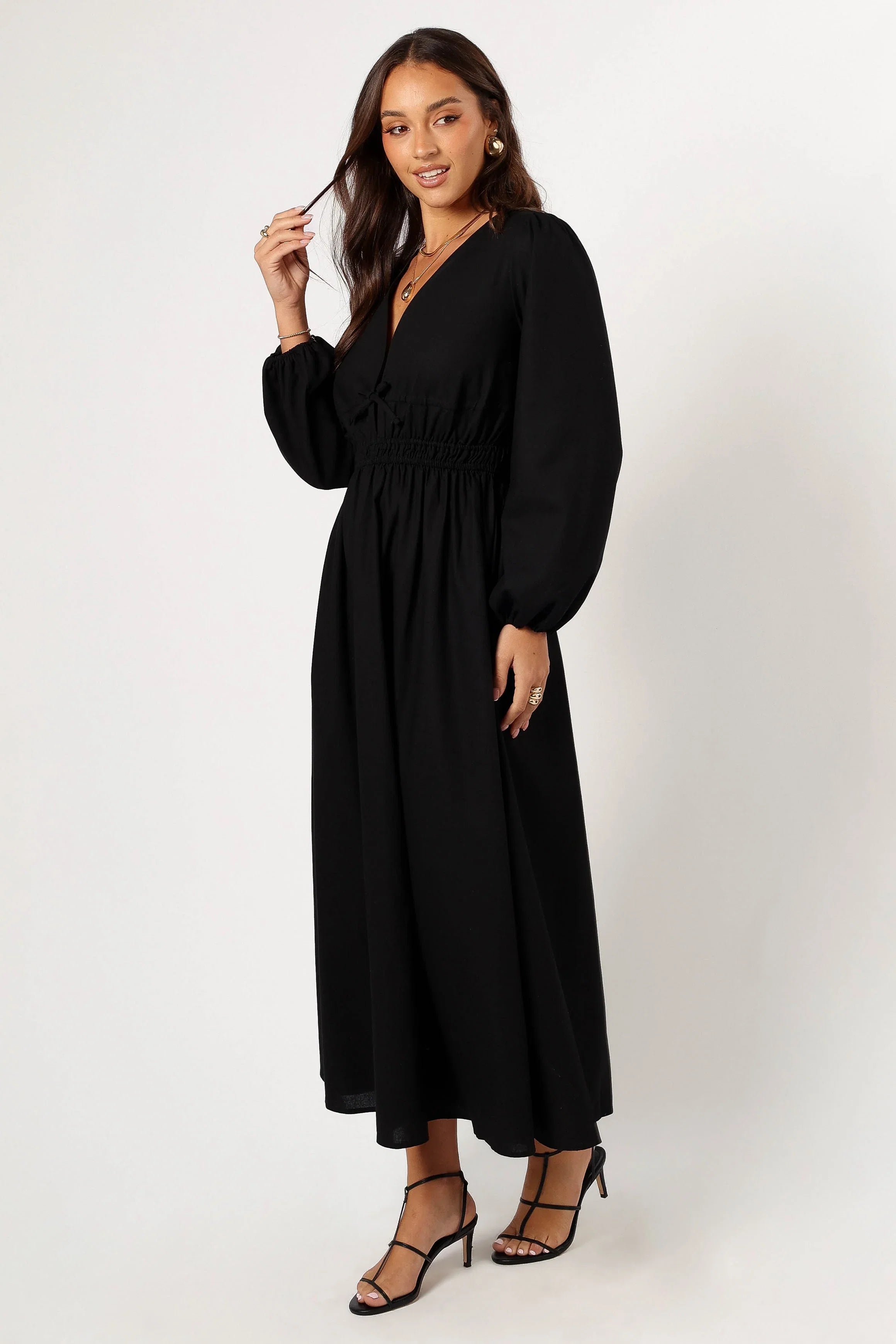 Cece Long Sleeve Maxi Dress Black