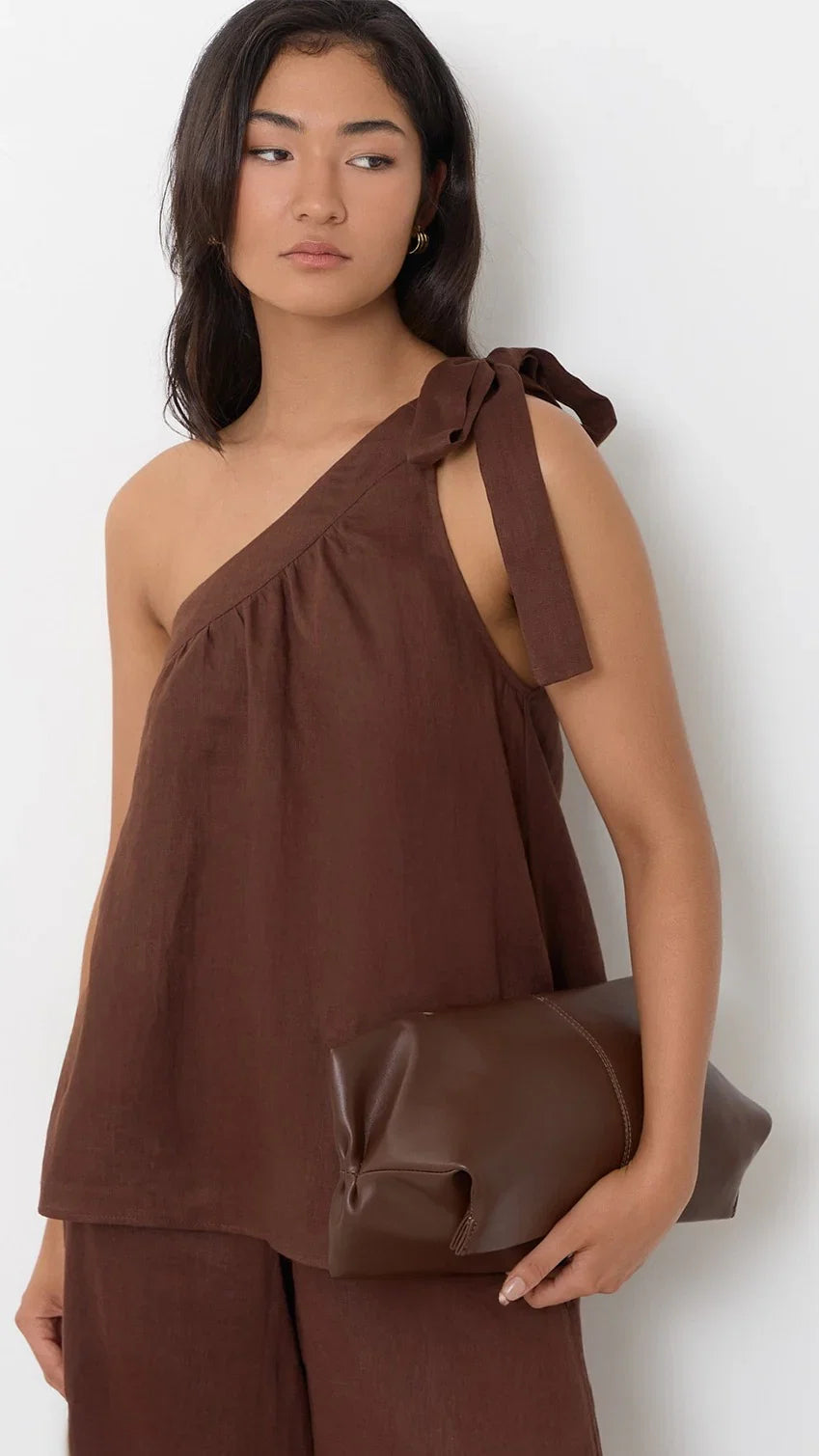 Semi Structured Fold Over Clutch Chocolate
