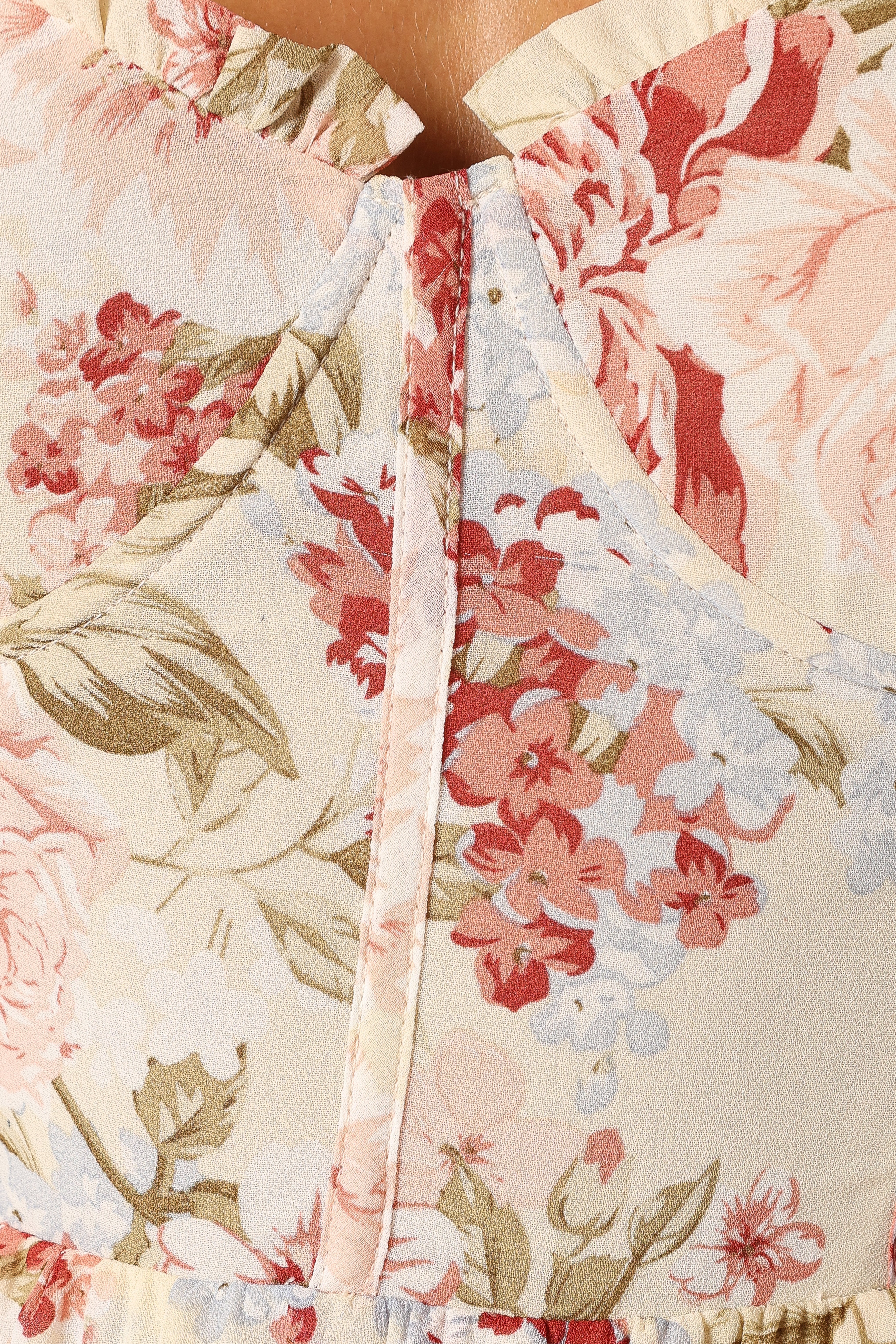 Mito Tiered Maxi Dress Cream Floral