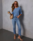 Chic Escape Button Detail Short Sleeve Cardigan