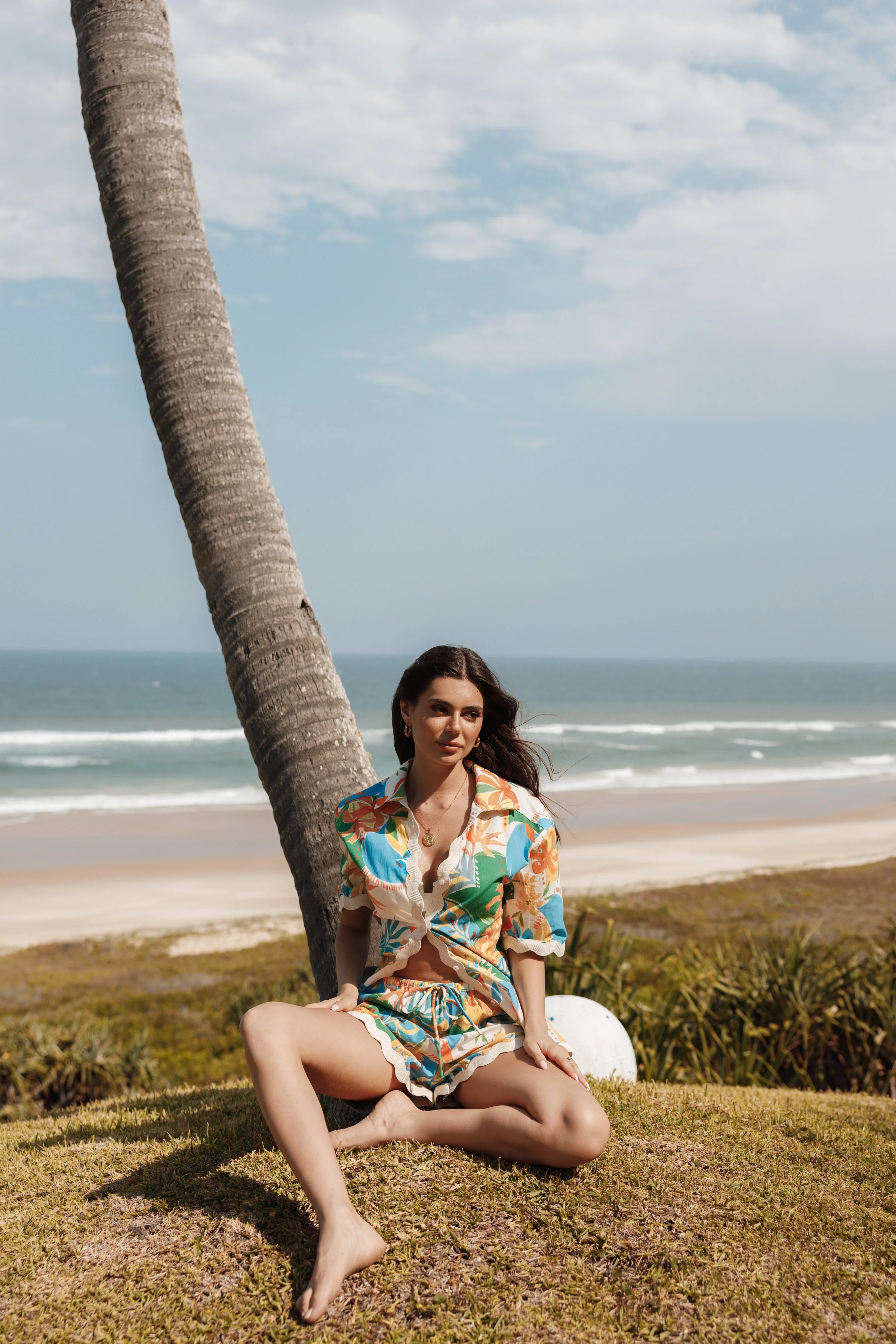 Harriet Button Down Top Malta Print
