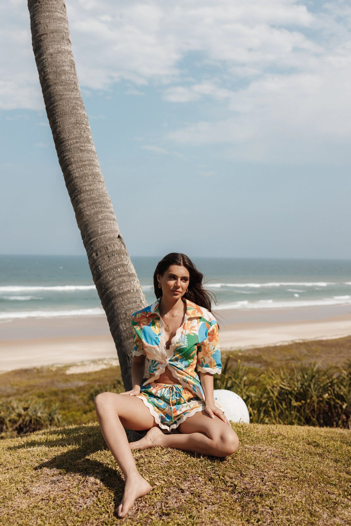 Harriet Button Down Top Malta Print