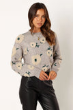 Aubrielle All Over Flower Knit Sweater Grey Green