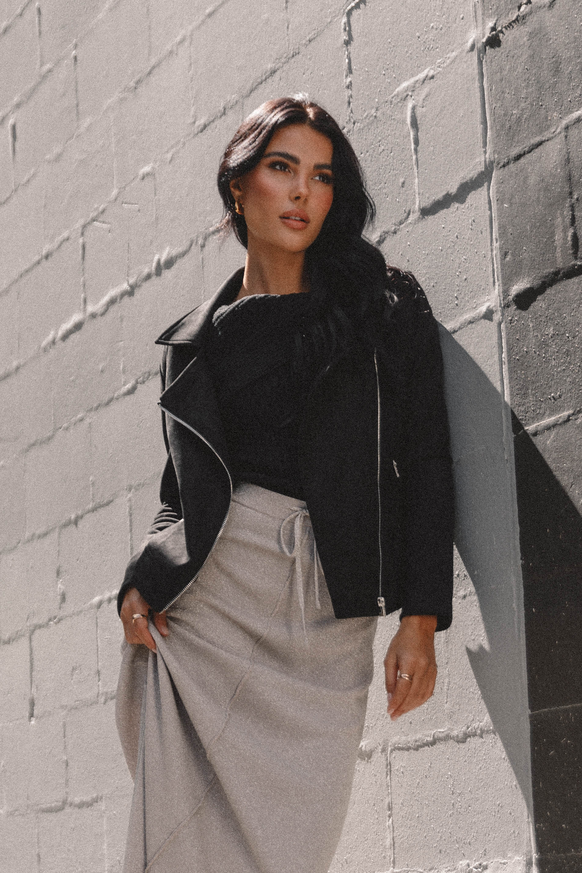 Spencer Faux Suede Moto Jacket Black