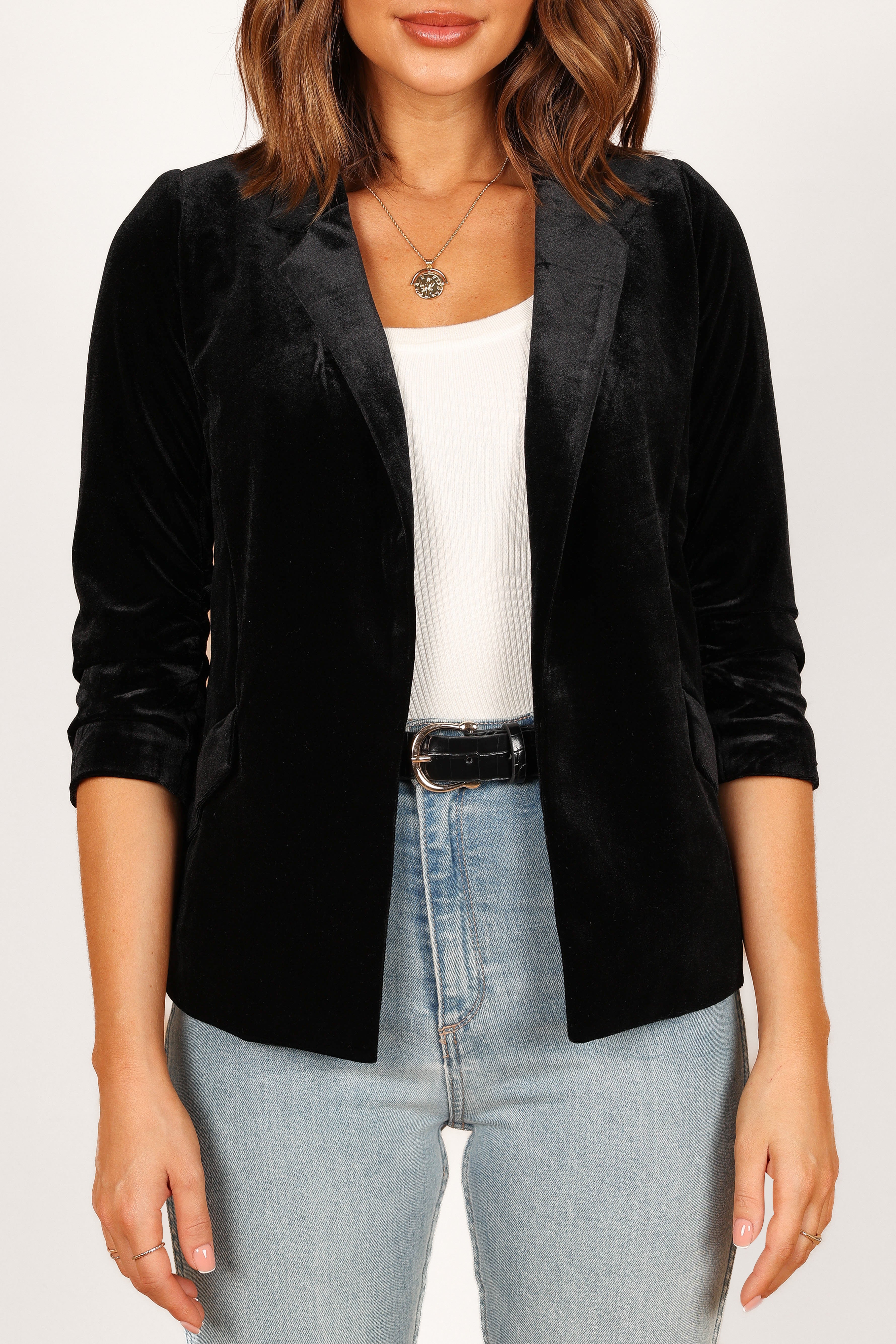Vera Velvet Blazer Black