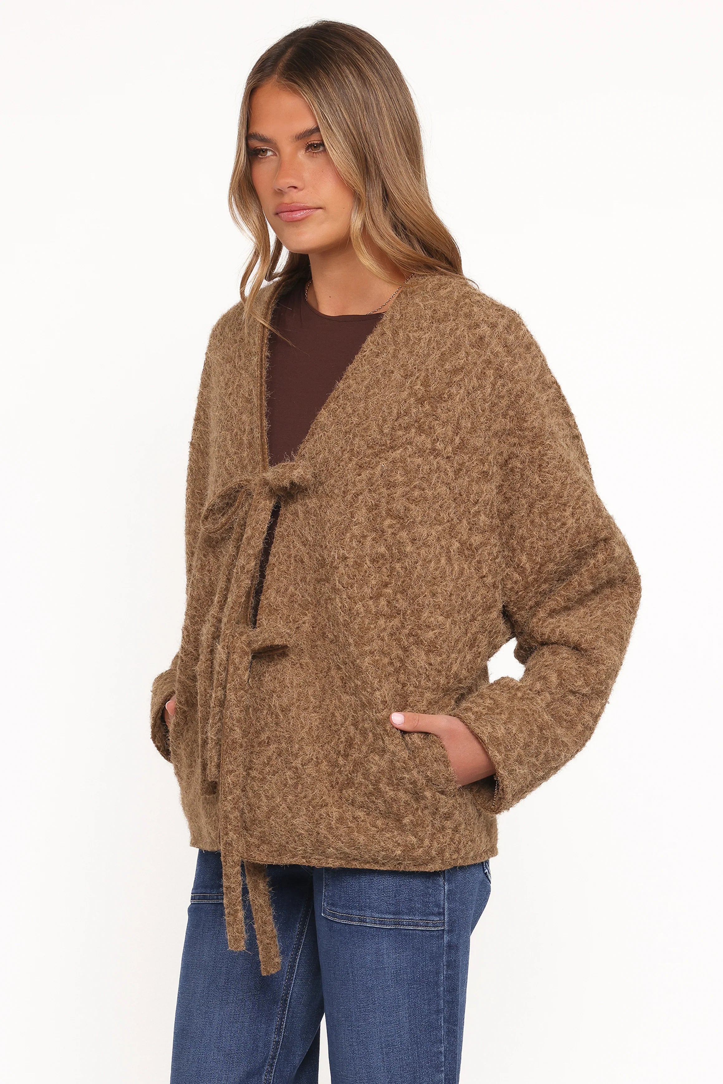 Kimmy Bow Oversized Cardigan Moss