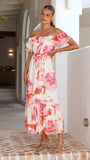 Chase Off Shoulder Maxi Dress Pink Floral