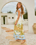 Coastal Country Novelty Print Maxi Dress