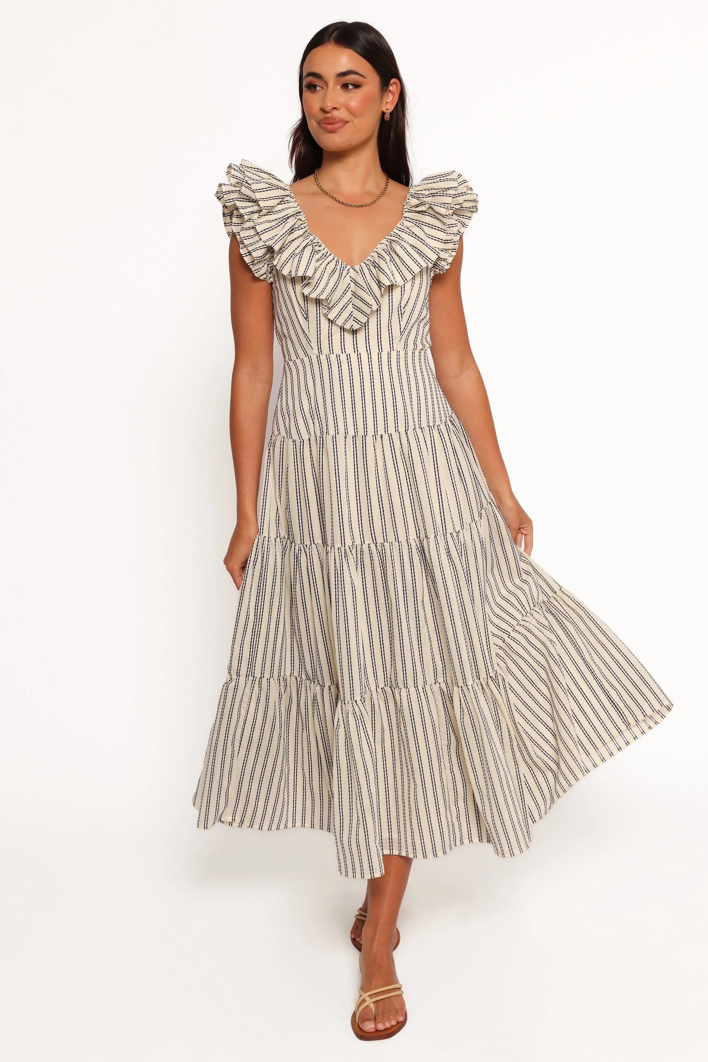 Bobbie Midi Dress Neutral Stripe