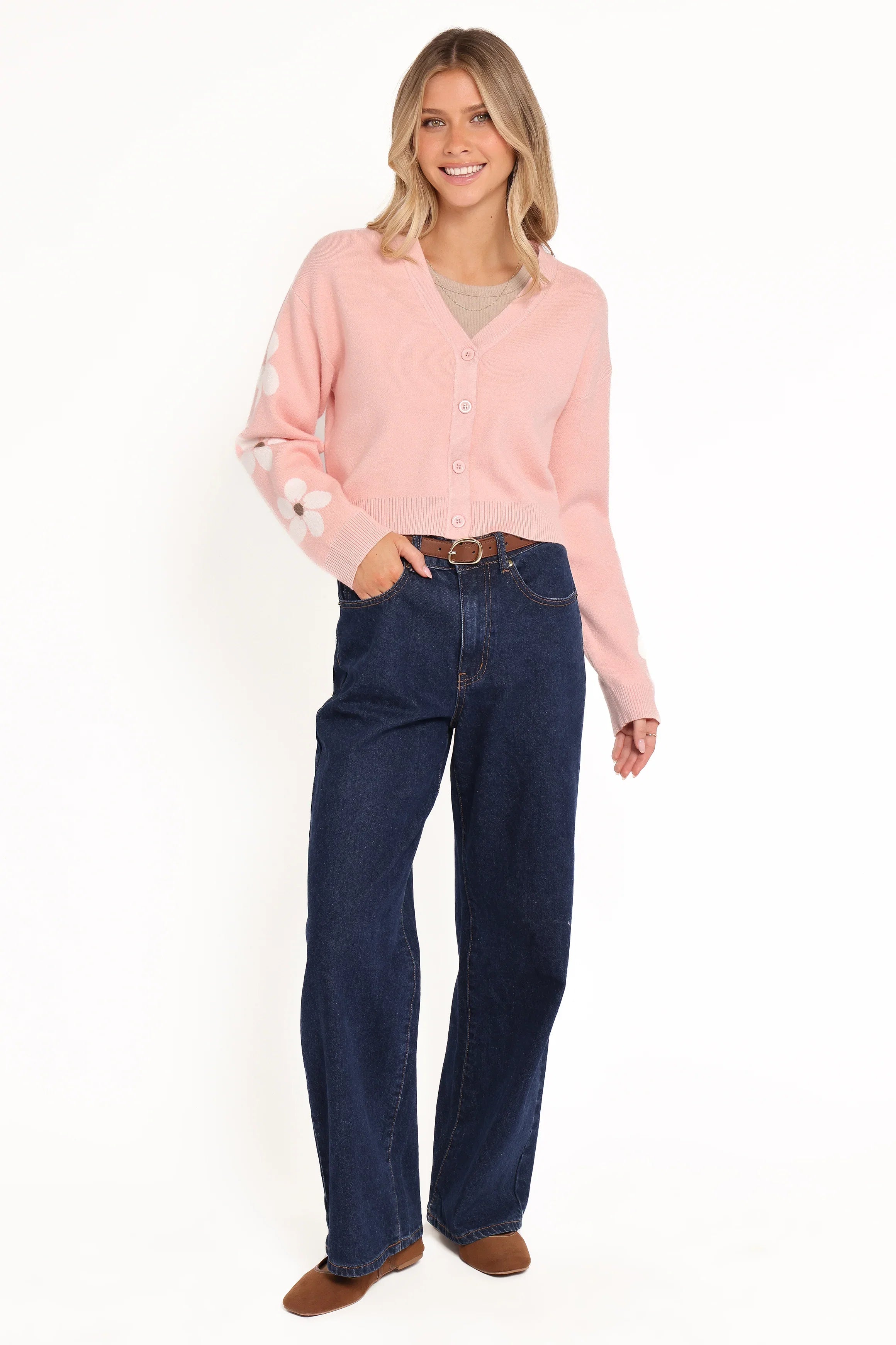 Lantana Flower Sleeve Cardigan Pink